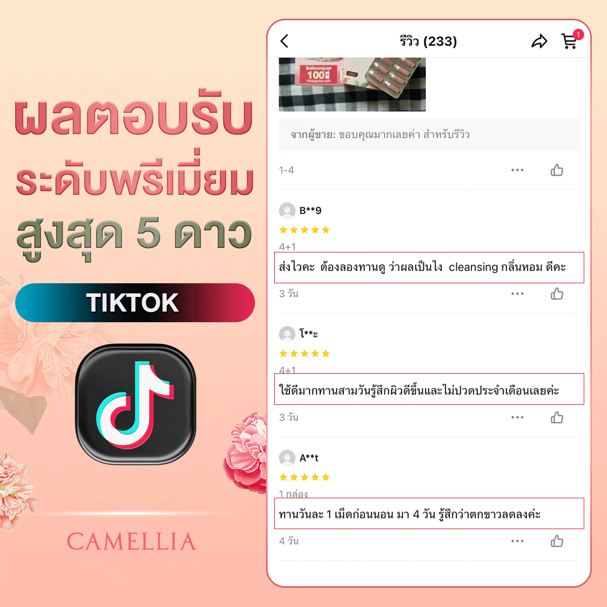 ตกขาว มีกลิ่นคัน ผิวไม่ใส ครบจบด้วยคามิเลีย อาหารเสริม Camellia